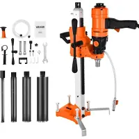 Vevor Carotteuse diamantée Carotteuse, diamètre de forage max. 202 mm, foret diamant 2 en 1 1500 W avec 4 forets & vitesses réglables (1000 / 2500 tr/min) pour béton brique pierre
