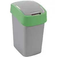 Curver Poubelle FLIP BIN 45 L, gris-argent/vert, pour déchets