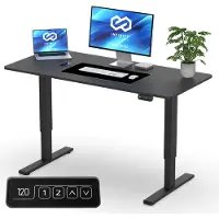 Brixy Bureau assis-debout - - électrique réglable en hauteur - 140 x 60 CM - noir