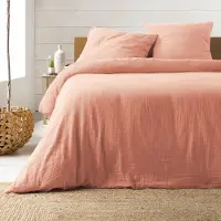 Douceur d'intérieur Parure de lit - - ANGELIA - Gaze de coton - 260 x 240 cm - Rose