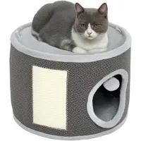 PawHut : Arbre à chat en forme de tonneau de 30 cm de haut avec niche, pour chats jusqu'à 5 kg