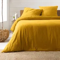 Douceur d'intérieur Parure de lit - - ANGELIA - Gaze de coton - 260 x 240 cm - jaune