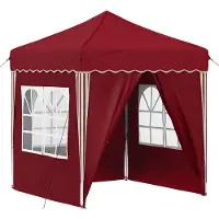 vidaXL Tente de réception pliable 195 x 195 x 245 cm, rouge bordeaux, tissu Oxford
