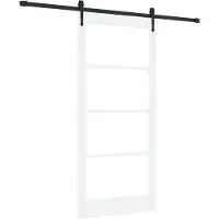 vidaXL Porte coulissante ORKDAL, 93 x 202 cm, bois massif (pin) et verre, blanche