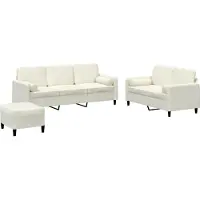vidaXL Ensemble de canapés 3 pièces avec coussins Crème Velours