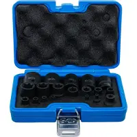 Bgs Jeu d'embouts pour clé à douille à choc | E-Profil Plus | Emmanchement carré femelle 6,3 mm (1/4"), 10 mm (3/8"), 12,5 mm (1/2") | SW EP4 - E32 | 19 pièces