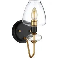 Elstead Lighting Applique murale Armand, finition laiton vieilli et noir, 1xE14x40W, verre, dimensions : 30,8 x 13,4 x 22 cm, IP20, Elstead