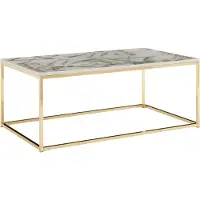 Wohnling Table basse 100x60x40 cm avec aspect marbre blanc / or |
