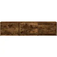 vidaXL Meuble TV avec éclairage LED, 165 x 34 x 40 cm, finition chêne fumé