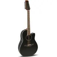 Ovation 2751AX-5-G Standard Balladeer Deep Contour Cutaway Black guitare électro-acoustique folk 12 cordes