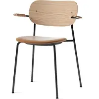 Audo Copenhagen Co Dining Chair Black steel Veneer Without Arms | Chrome | Black Oak