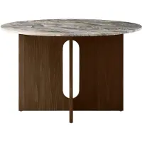 AUDO CPH Androgyne Round Table à Manger 120 cm | Dark Stained Oak | Grey Galaxy Marble