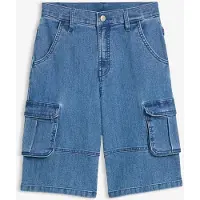Bonprix Bermuda cargo en jean à taille élastiquée, loose