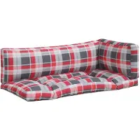vidaXL Coussins de palette 3 pcs carreaux rouges tissu
