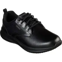 SKECHERS pour homme. 65693 Chaussures en cuir Delson Antigo noir (43), Plat, 1 à 3 cm, Lacets, Casuel