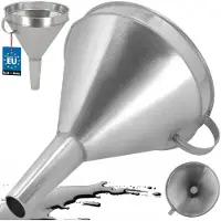 KOTARBAU Entonnoir Entonnoir métallique acier galvanisé Entonnoir droit Grand ⌀ 23 cm Entonnoir de remplissage avec tamis pour huile et carburant galvanisé Benzin Funnel Entonnoir en acier