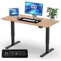 Brixy Bureau assis-debout - électrique réglable en hauteur - 120 x 60 CM - marron