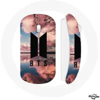 MANIACASE Souris Sans Fil - Bangtan Sonyeondan - BTS Logo - Noir - Clé USB Wifi - Compatible Mac et PC