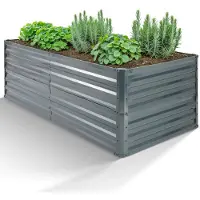 Arebos Bac potager surélevé en métal 240x90x79 cm – jardinière galvanisée, résistante à la rouille, sans fond