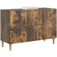 vidaXL Meuble de rangement latéral, bois fumé, 89 x 34,5 x 60 cm, panneaux de particules