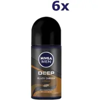 Nivea 6 déodorants à bille pour homme - Deep Black Carbon espresso 50 ml