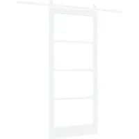 vidaXL Porte coulissante , 93 x 211 cm, en bois massif (pin) et verre, de couleur blanche