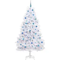 vidaXL Sapin de Noël Artificiel à Branches Articulées Blanc 210 cm