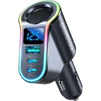 JOYROOM Chargeur rapide pour voiture 4in1 USB-A QC3.0 / 2xUSB-C PD 150W noir (JR-CL21)