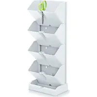 Prosperplast Pots De Fleurs Décoratifs, Modulables, Blanc, 4x1 L, Lot De 4, 19,5x11,4x47,5 Cm, Mini Cascade