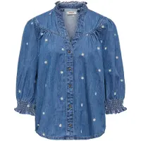 ONLY Chemisier 'ONLRAYA DAISY' bleu denim / jaune / blanc