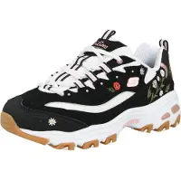 SKECHERS Baskets basses 'D LITES-SPRING BLOOM' kaki / rosé / noir / blanc