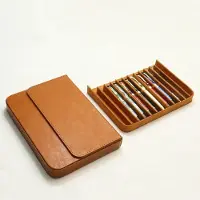 OEM Porte-stylo en cuir à 12 emplacements, organiseur de collection – porte-stylo fait main avec imprimé vintage Crazy Horse, étui de protection en cuir, boîte de collection pour stylos (jaune)
