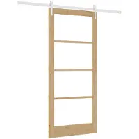 vidaXL Porte coulissante , 93 x 211 cm, en bois massif de pin et en verre, finition naturelle