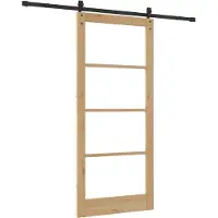 vidaXL Porte coulissante ORKDAL Nature 93 x 211 cm en pin massif et verre