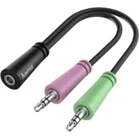 Hama Adaptateur audio , 2x prise jack 3,5 mm à 3 broches - casque jack 3,5 mm à 4 broches