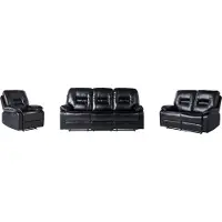 Beliani Ensemble Canapés Et Fauteuil En Cuir Pu Noir 6 Places Bergen