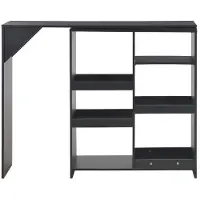 vidaXL Table de bar avec étagère mobile noire 138x39x110 cm