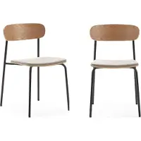 CALICOSY - Lot de 2 chaises en tissu avec pieds en métal L46 cm - ADRIANA
