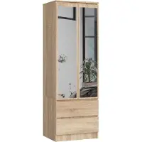 Akord Armoire Star 2 Portes 2 Tiroirs Avec Miroir Chêne Sonoma 60X51X180