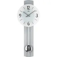 AMS 7275 Horloge murale à quartz avec pendule argenté applications chromées Horloge à pendule