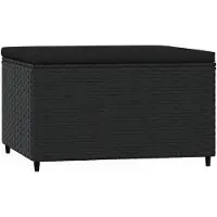 vidaXL Repose-pied de jardin avec coussin noir résine tressée