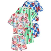 Next Pyjama bleu / vert fluo / rouge clair / blanc