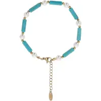 IZIA Bracelet turquoise / or / blanc perle