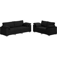 vidaXL Ensemble de Canapés 2 pcs Noir 219 x 77 x 82 cm tissu