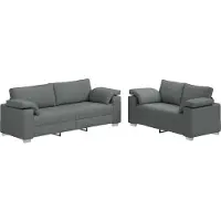 vidaXL Ensemble de Canapés 2 pcs Gris foncé 219 x 77 x 82 cm tissu