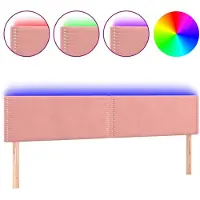 vidaXL LED Tête de lit rose 200x5x78/88 cm velours