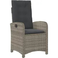 vidaXL Ensemble Bistro 3 pièces avec coussins Gris Poly Rattan