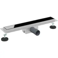 vidaXL Drain de Douche avec Couverture en Verre Noir 50 cm