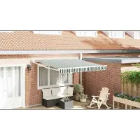 vidaXL Store coulissant vert et blanc 350 x 250 cm
