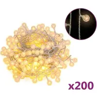 vidaXL Guirlande lumineuse boules 20 m 200 LED blanc chaud 8 fonctions